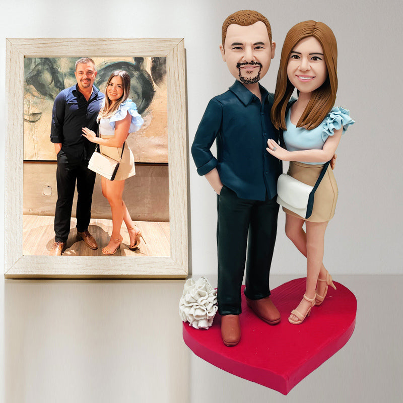 Hand Made Clay Figure 2 Person Romantic Surprise Gift For Husband