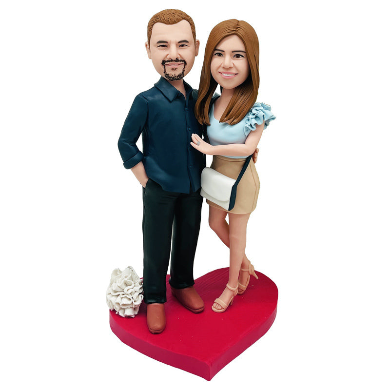 Hand Made Clay Figure 2 Person Romantic Surprise Gift For Husband
