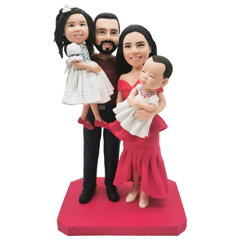 Personalized Clay Figurines A Family Of 4 Clay Doll Father&