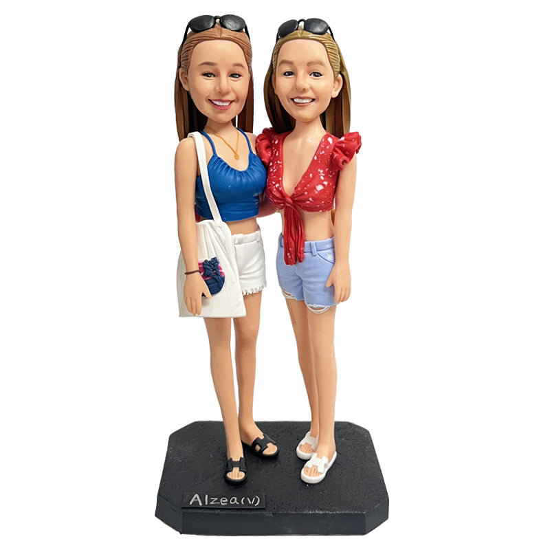 Custom Action Figures 2 Person Clay Dolls Sculpture bobble head usa