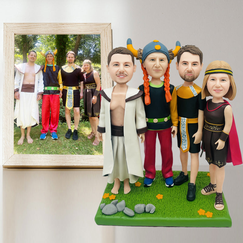 Handmade Clay Sculpture 4 Person Polymer Clay Figurines Halloween Gift
