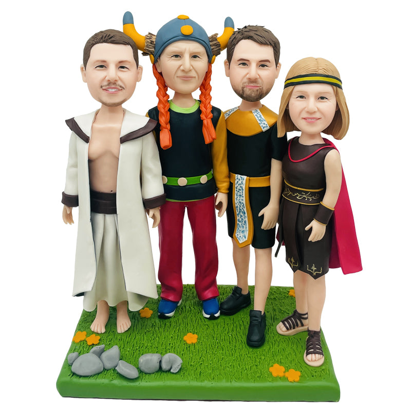Handmade Clay Sculpture 4 Person Polymer Clay Figurines Halloween Gift