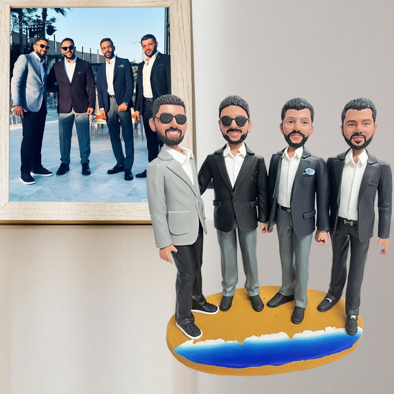 Custom Men Bobble Head Doll 4 Person Personaised Figurines Clay Dolls
