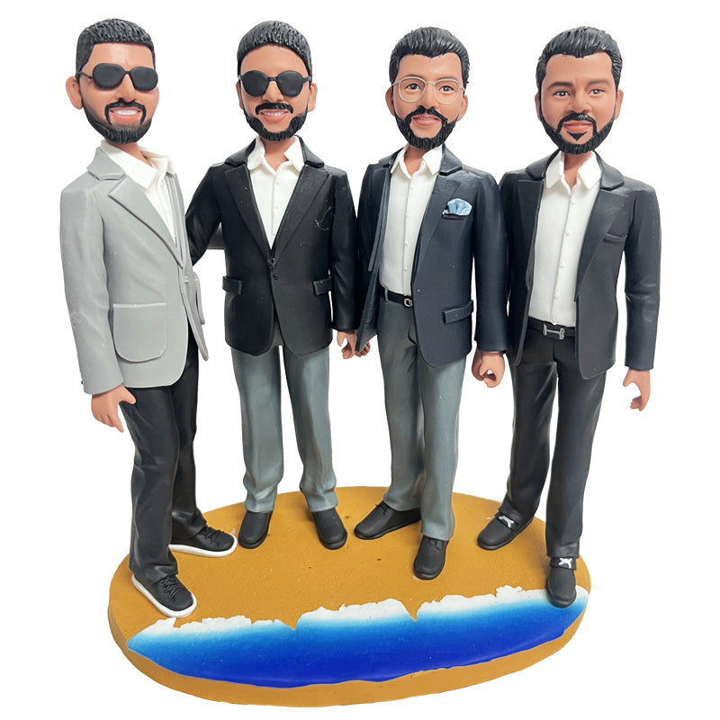 Custom Men Bobble Head Doll 4 Person Personaised Figurines Clay Dolls
