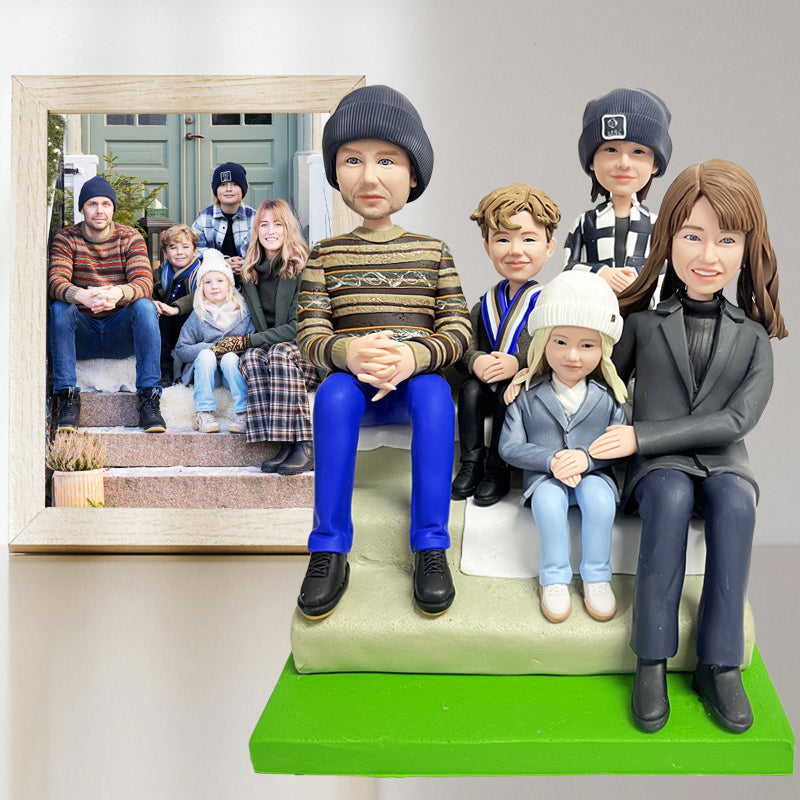 Customized Clay Figurine A Family Of 5 Custom Gift Mother&