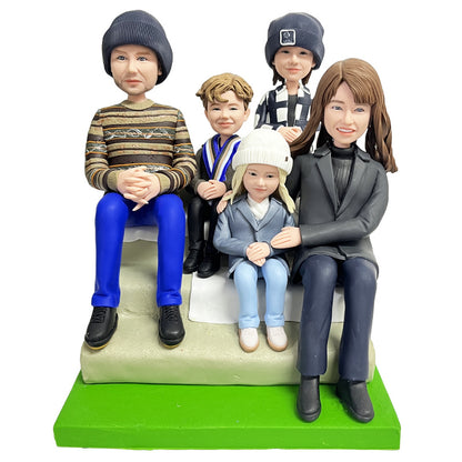 Customized Clay Figurine A Family Of 5 Custom Gift Mother&