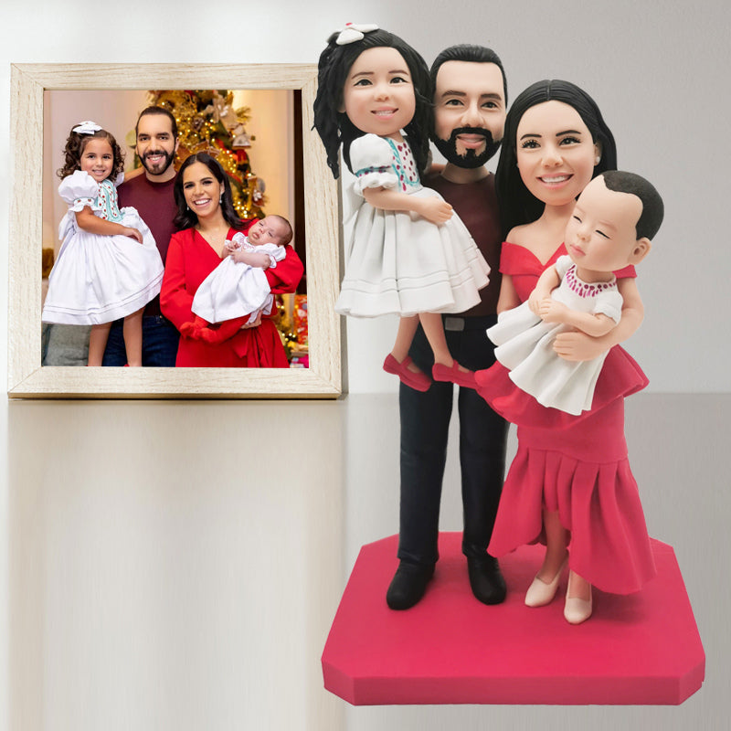 Personalized Clay Figurines A Family Of 4 Clay Doll Father&