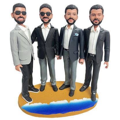 Custom Men Bobble Head Doll 4 Person Personaised Figurines Clay Dolls