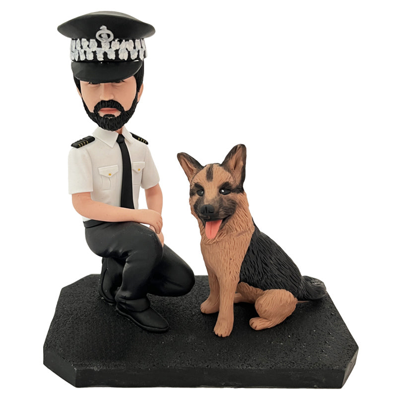 Custom Bobblehead 1 Person and 1 Pet Male Sculpture Head Shaking Doll