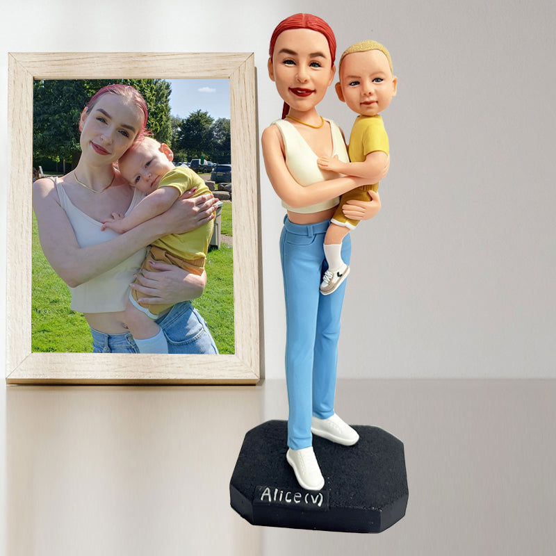 Custom Clay Sculpture Parent-child Doll Polymer Clay Mothers Day Gift