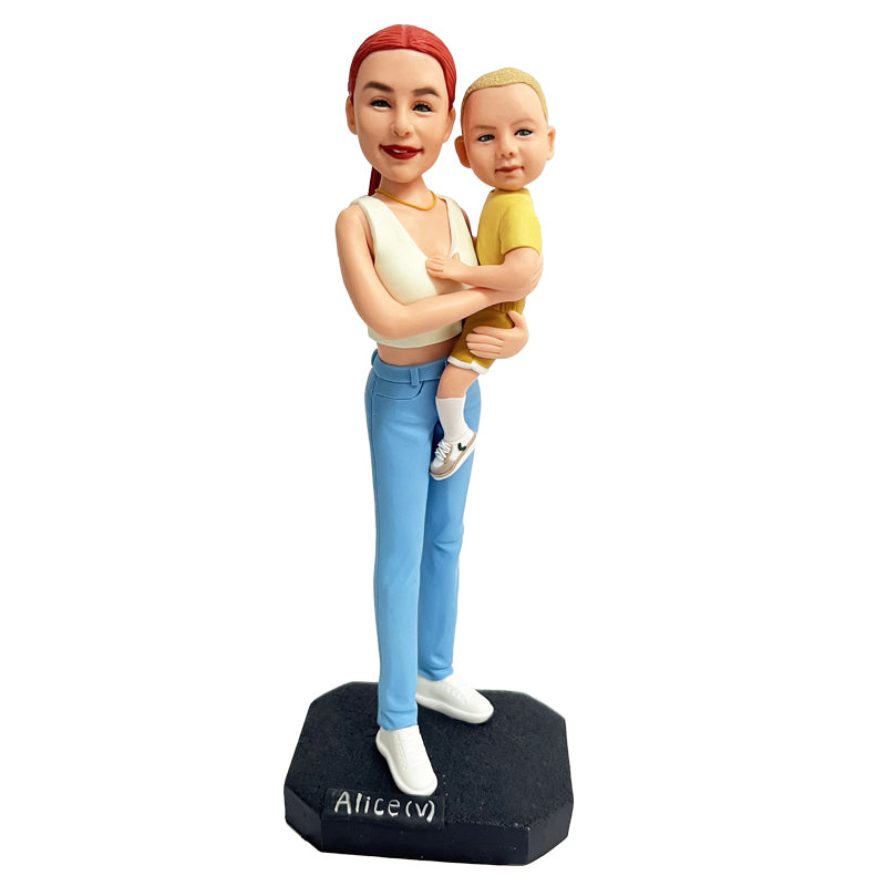 Custom Clay Sculpture Parent-child Doll Polymer Clay Mothers Day Gift