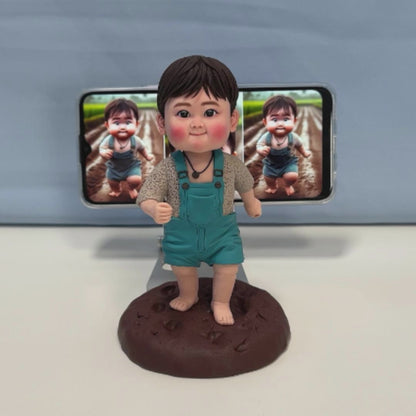 Custom Bobbel Head 1 Child And 1 Violin Handmade Clay Figurine